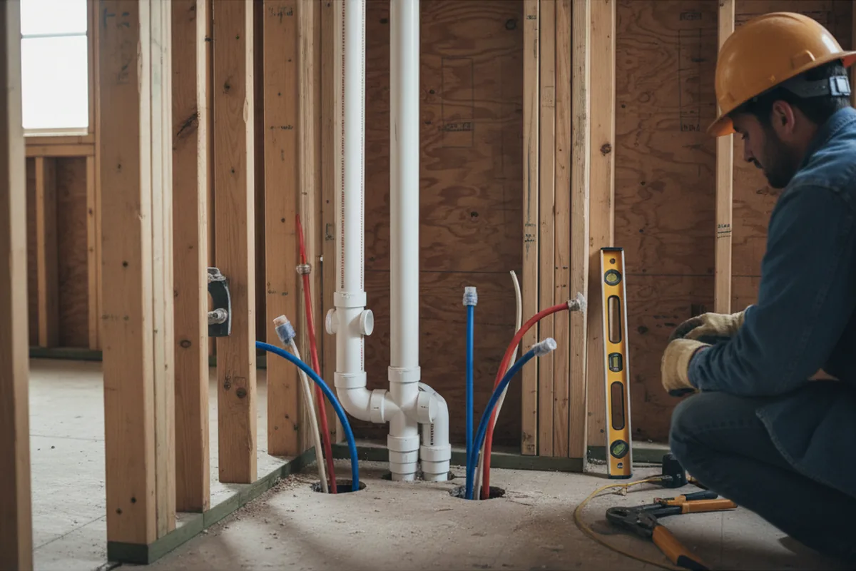 Drain and supply rough-in during Drain Cleaning in Columbia